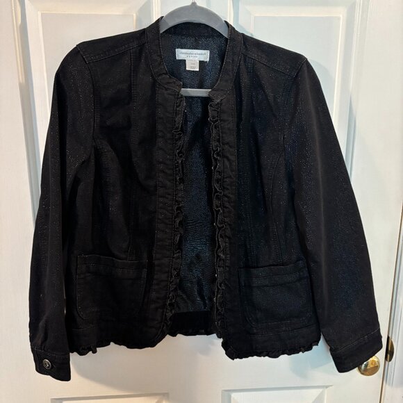 Christopher & Banks Black Denim Sparkle Jacket ~ Petite Medium ~ NWT - Picture 1 of 7